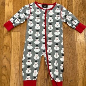 Maxomorra Snowman Zip One Piece 9-12mo